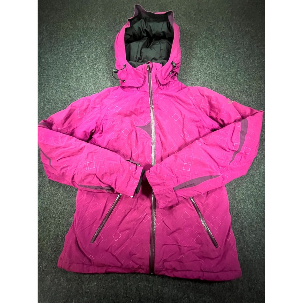 Columbia Omni-Heat Ski Jacket Womens Medium Pink Removable Hood Winter Coat